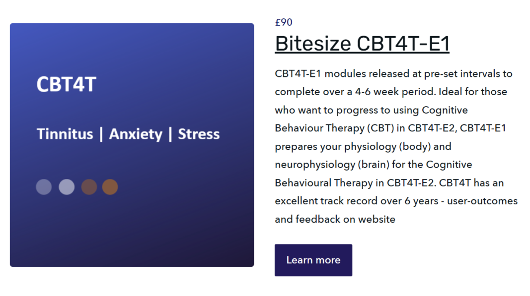 CBT4T-E1 prepares your physiology (body) and neurophysiology (brain) for the Cognitive Behavioural Therapy in CBT4T-E2