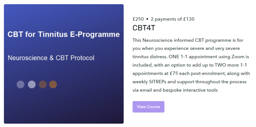 CBT4T Neuroscience-informed CBT for tinnitus stress and anxiety