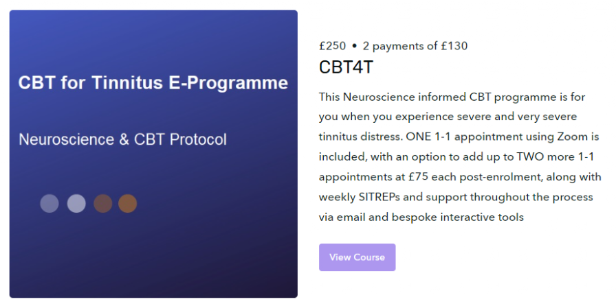 CBT4T - Neuroscience-informed Cognitive Behaviour Therapy for tinnitus stress and anxiety
